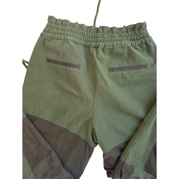 Alice + Olivia Classics Green Patchwork Cargo Pants L/G Cotton Jogger Army - Picture 6 of 6